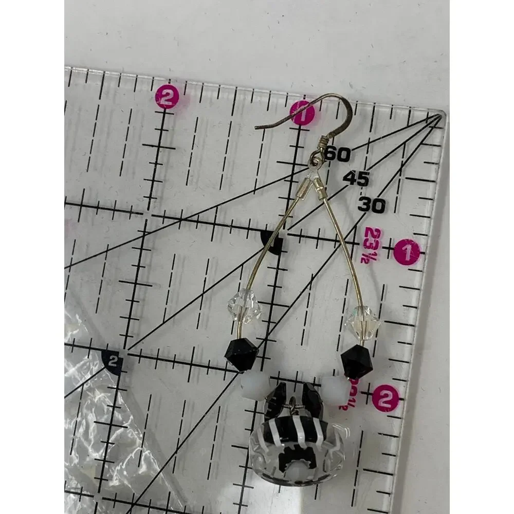 Unbranded Silver 925 Black & Clear Faceted Beaded Chandelier Earrings